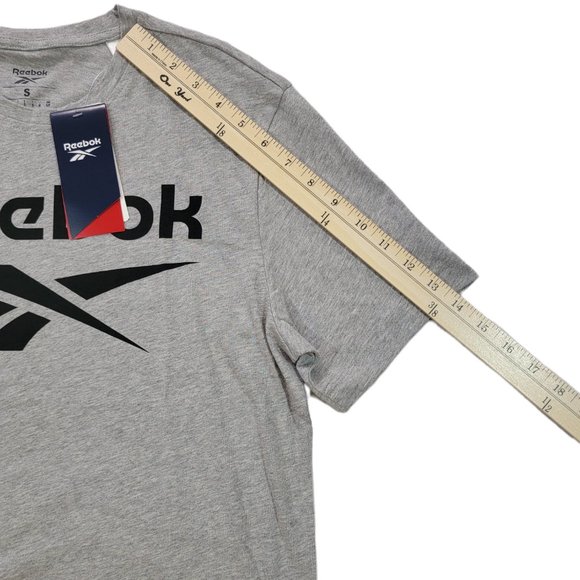 Reebok T-Shirts Mens Training Big Logo Tee GS1614 (Size S) Medium Heather Grey/B - Picture 5 of 5